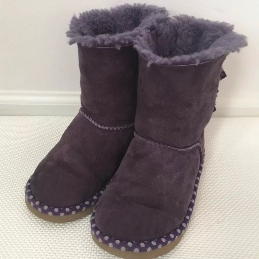 UGG Boot Toddler Purple White Polka Dot Bailey Bow